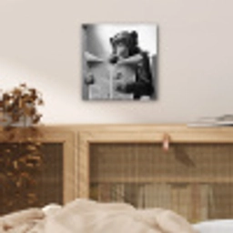 Chimpansee - Aap - Krant - WC - Humor aluminium wit klein -sfeer3