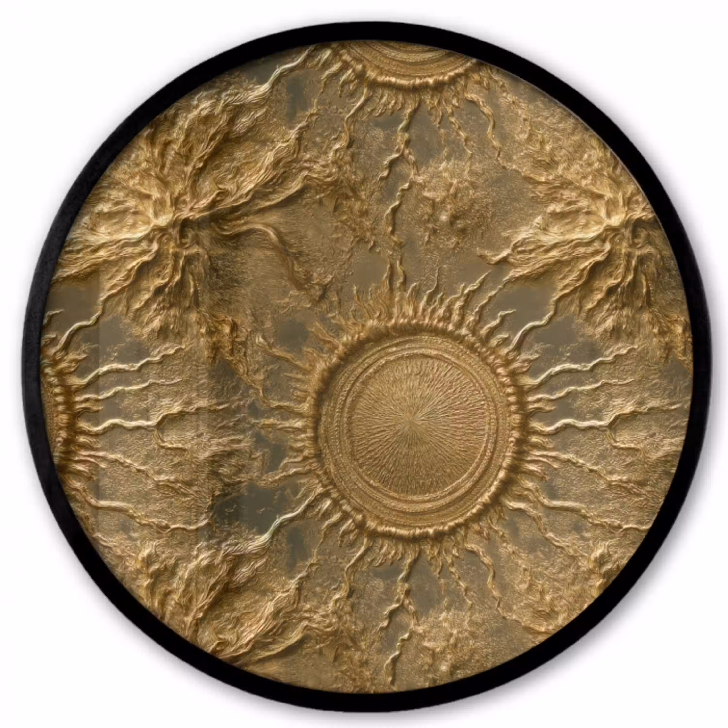Zon - Reliëf - Antiek - Goud Fotolijst rond zonder passe partout klein 856 -3d