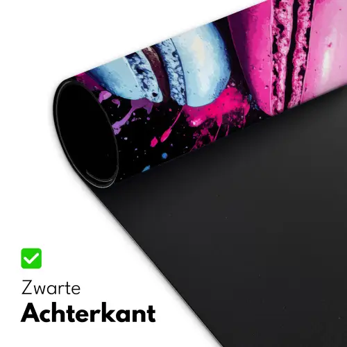 Macarons - Dessert - Graffiti - Kleurrijk - Roze - Blauw - Geel Muismat XXL klein -sfeer2