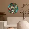 Vogel - Tak - Rozen - Mozaïek Wandcirkel kunststof plaat 5mm dik klein -sfeer1