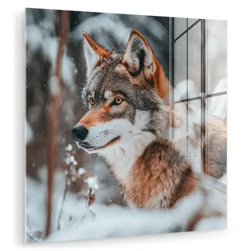 Wolf - Sneeuw - Winter - Dieren - Natuur - Sneeuw plexiglas 5mm klein -zzzproduct_nieuw