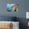 Kustdorp - Schilderij - Rotsen - Boten poster papier klein -sfeer2