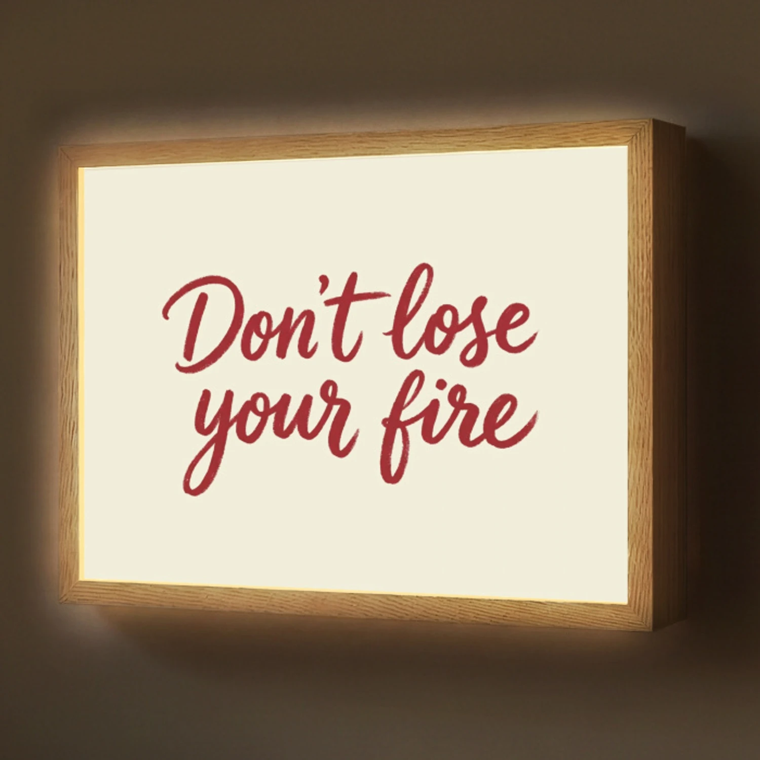 Don't lose your fire - Rood - Wit - Minimalistisch Light Box met batterij (Wandlamp) middel -z3d_website