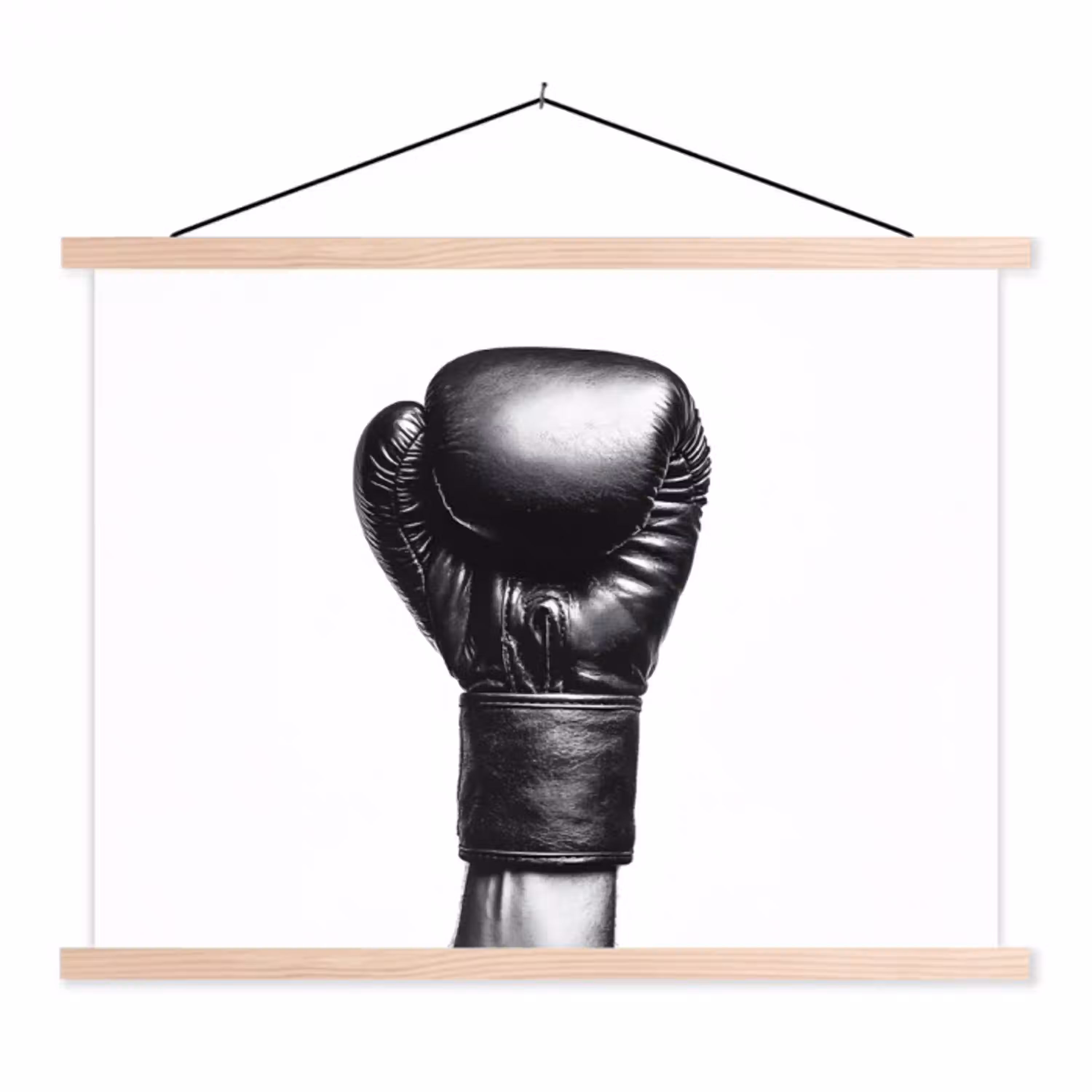 Bokshandschoen - Zwart - Hand textielposter latten blank klein -3d