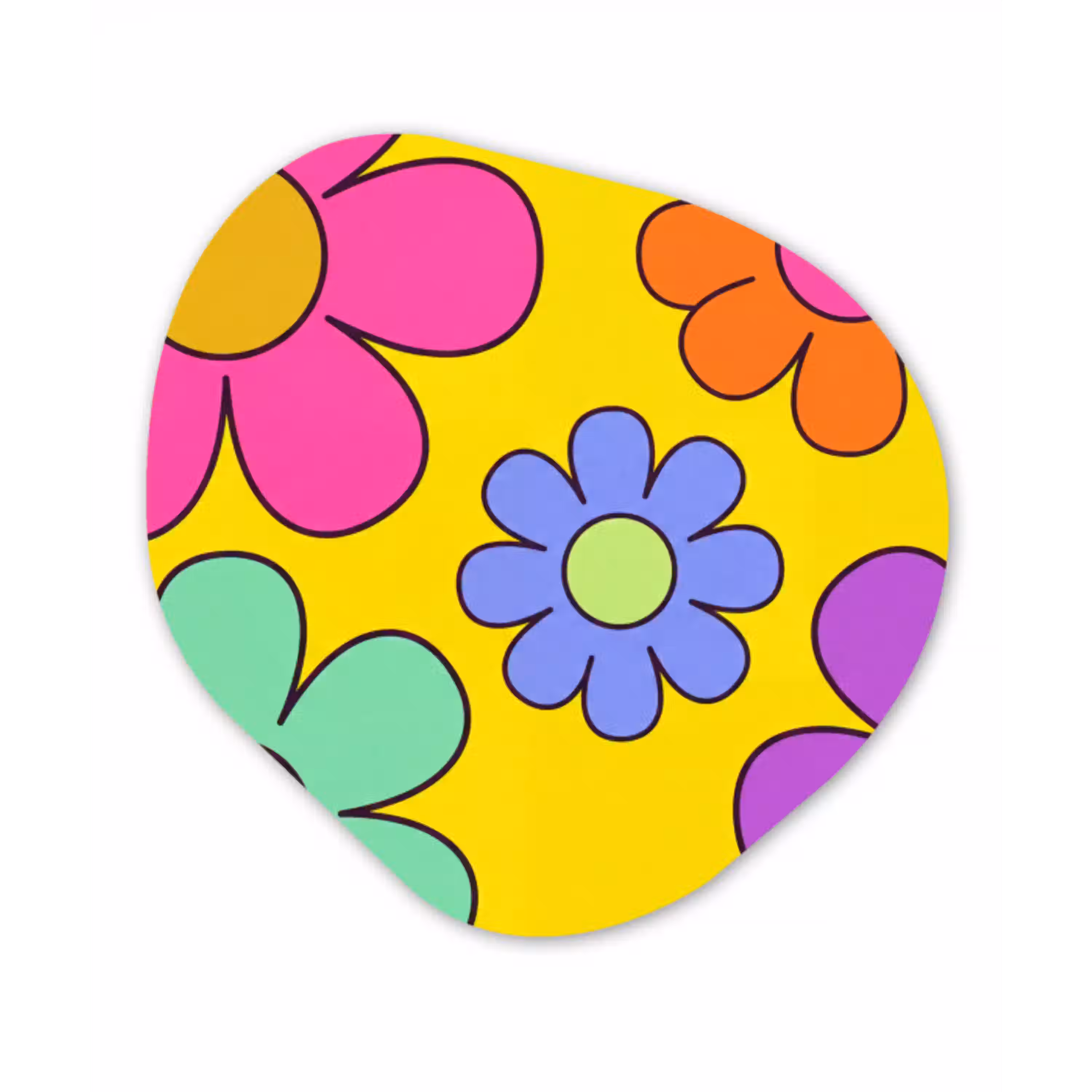 Bloemen - Illustratie - Kleurrijk Wandcirkel Organisch Aluminium middel -3d