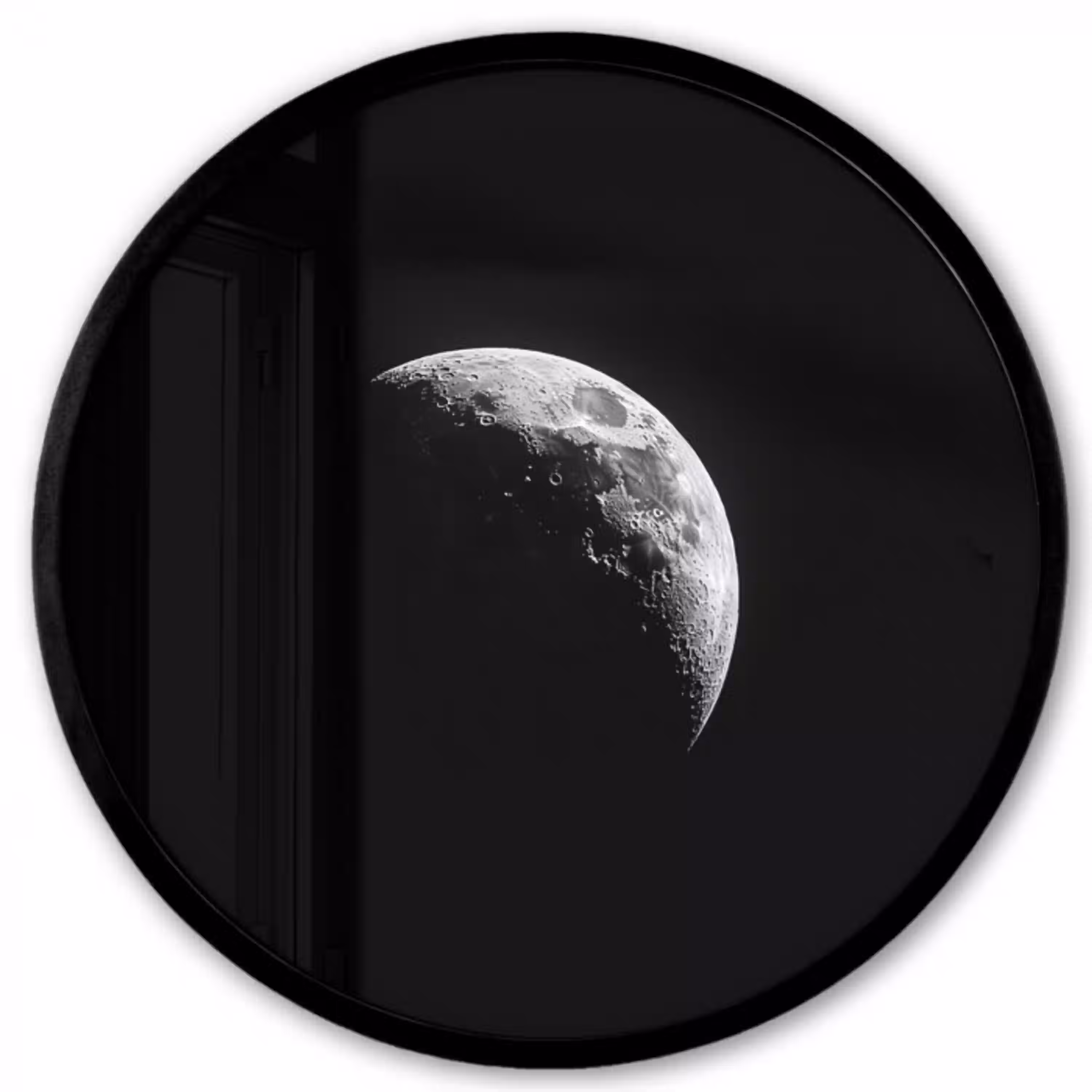Maan - Hemel - Zwart - Schaduw Fotolijst rond zonder passe partout klein -3d