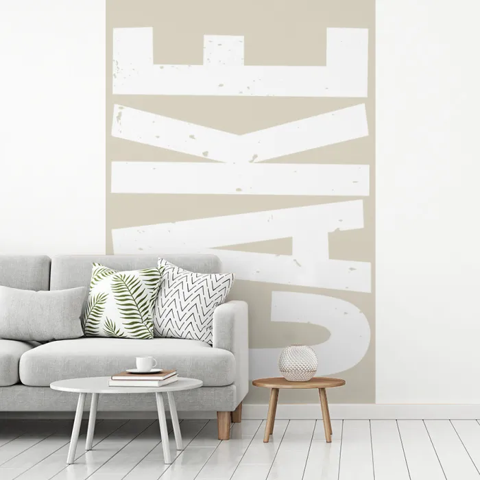 Cake - Woord - Japandi - Wit fotobehang vinyl groot -woonkamer