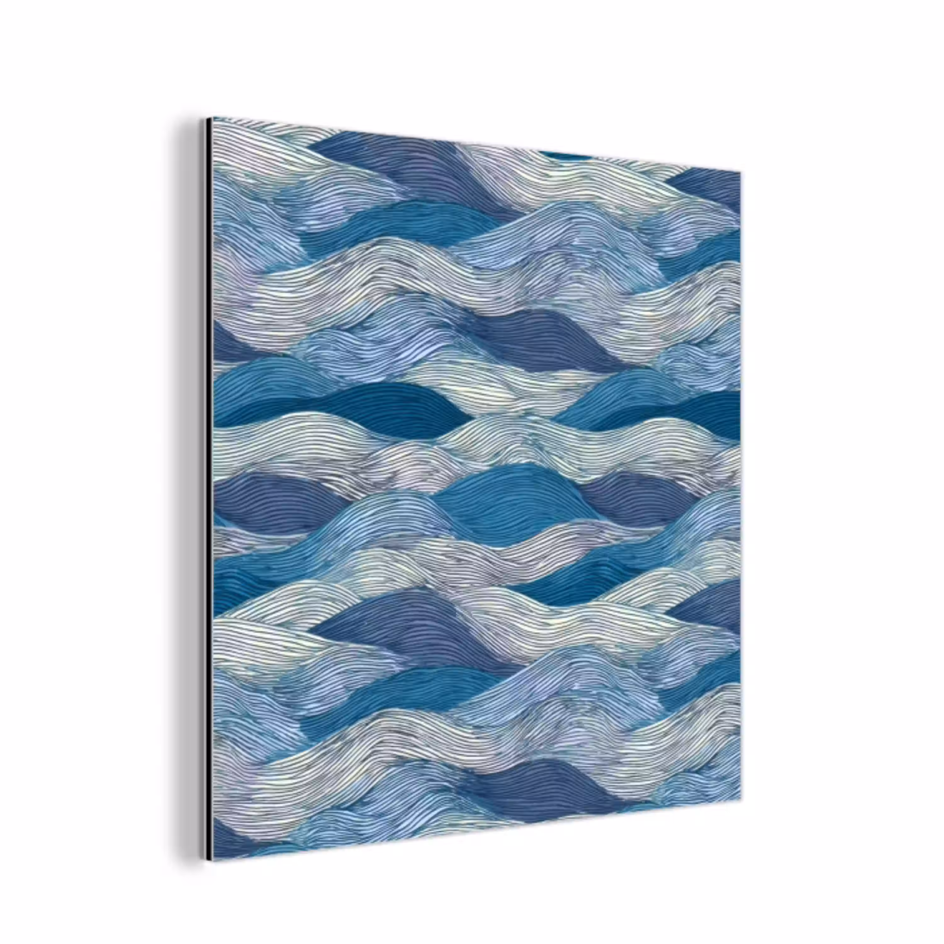 Getekend - Blauw - Wit - Golvend - Streepjes aluminium wit klein 46 -3d