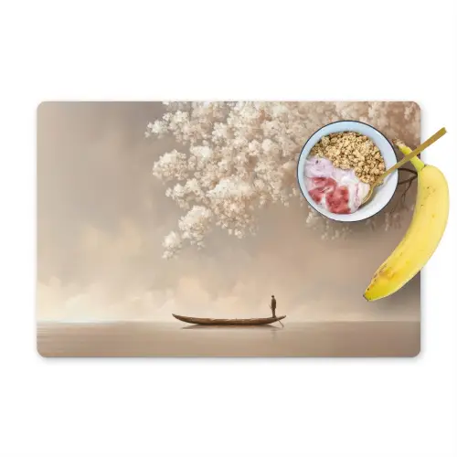 Bloesems - Wit - Boot - Minimalistisch Placemat vinyl groot -zzzproduct_Kitchenyeah-website