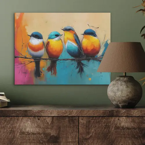 Vogels - Kleurrijk - Tak - Abstract PET vilt klein -sfeer2