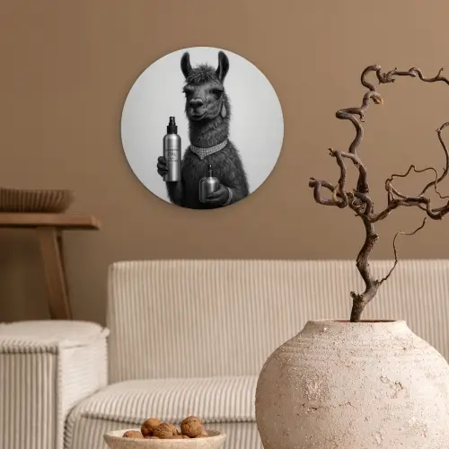 Lama - Flessen - Zwart - Wit Wandcirkel kunststof plaat 5mm dik klein -sfeer1