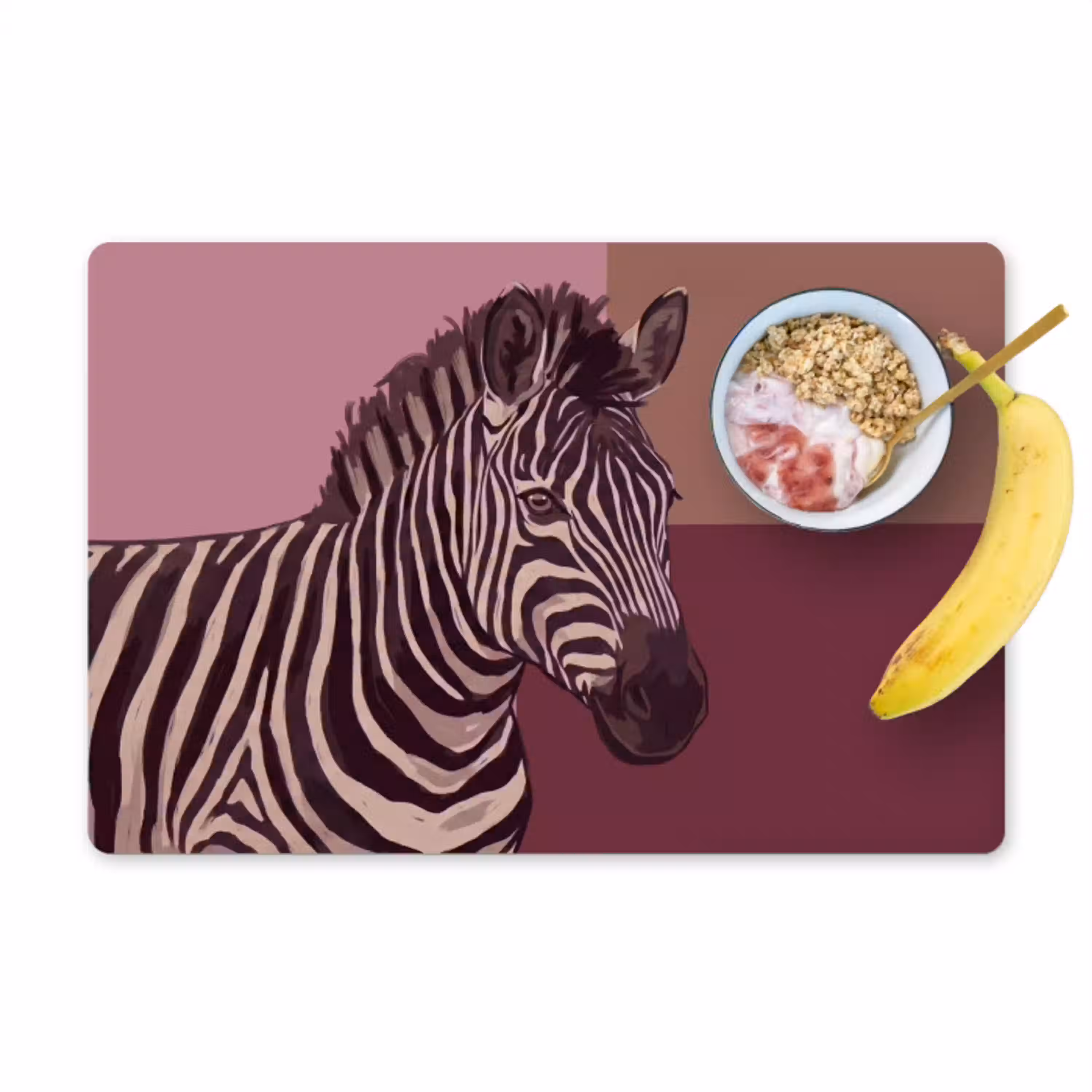 Dieren - Zebrahoofd - Wildlife - Modern - Bruin Placemat vinyl groot -zzzproduct_Kitchenyeah-website
