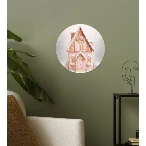 Huisje - Suiker - Pastel Wandcirkel behangsticker klein -sfeer2