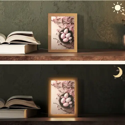 Roze - Bloesems - Eieren Light Box met kabel (Tafellamp) klein -sfeer3