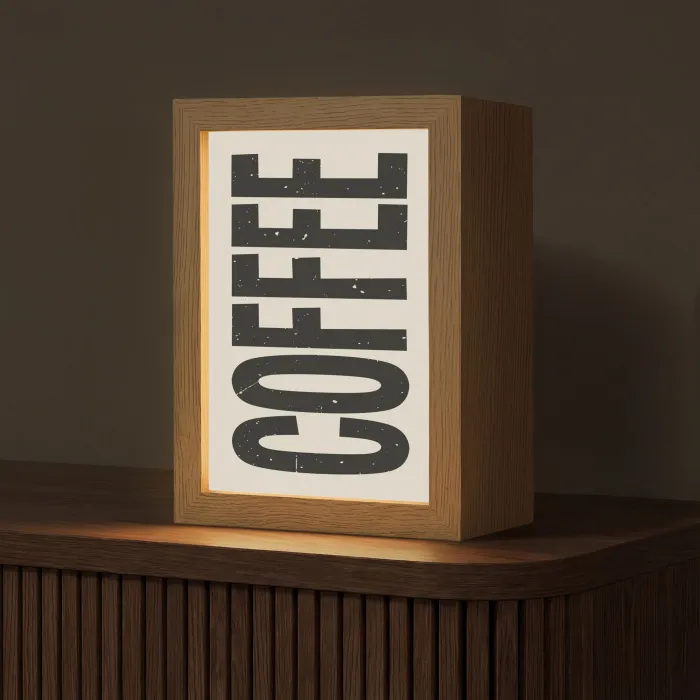 Japandi - Koffie - Decoratie - Vintage Light Box met kabel (Tafellamp) klein -z3d_website