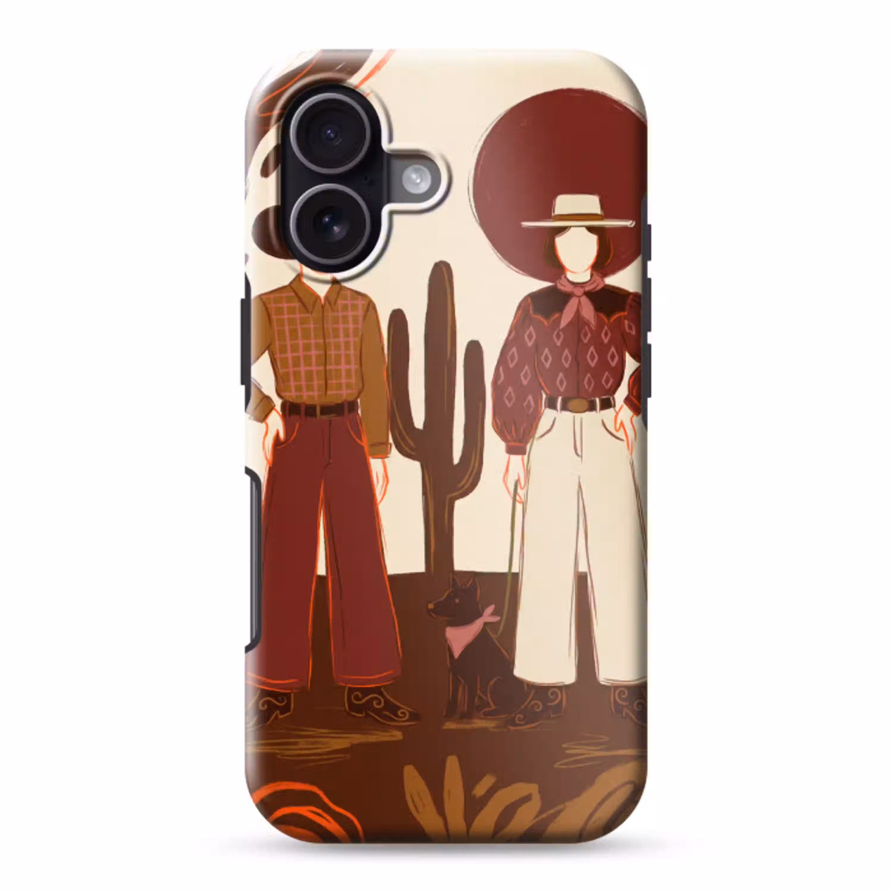 Mensen - Cowboykleding - Westerse stijl - Illustratie - Bruin Toughcase MagSafe Apple iPhone 17 klein -3d
