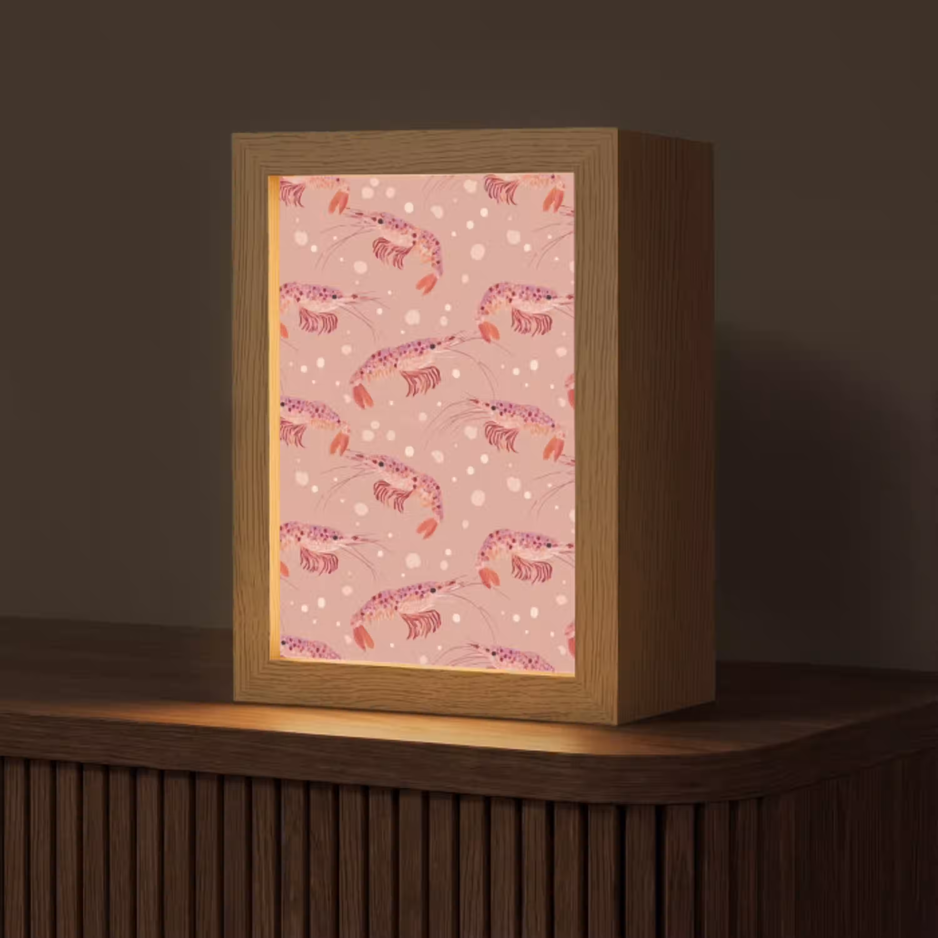 Garnalen - Stippen - Roze Light Box met kabel (Tafellamp) klein 925 -z3d_website