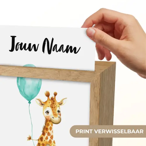 Giraf - Baby - Dieren - Blauwe ballon Light Box met kabel (Kinderlampje) klein -USP_websiteprintNL