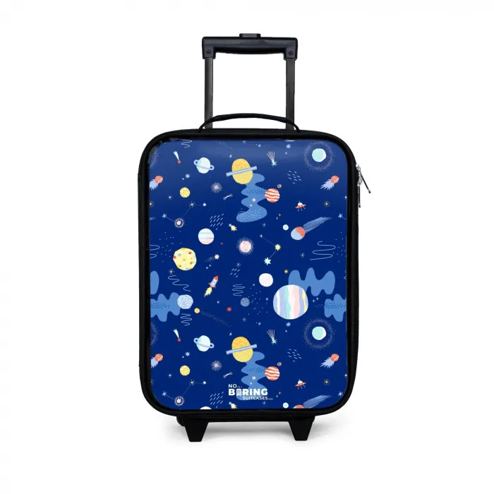 Patroon van planeten op een donkere achtergrond Kinderkoffer - Zwart klein -3d