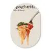 Spaghetti - tomatensaus - Parmezaanse kaas Wandcirkel Ovaal Glas middel -3d