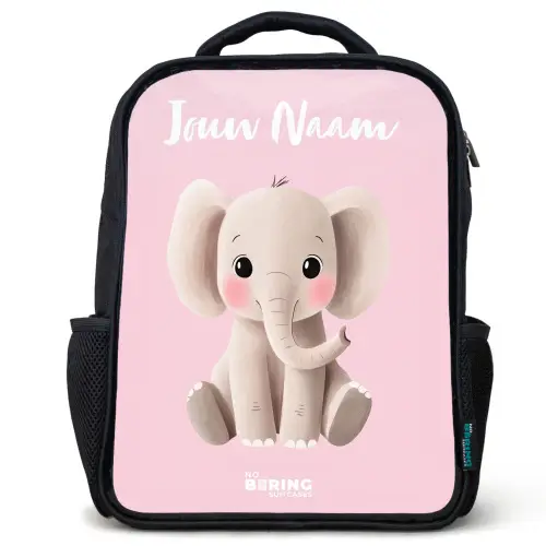 Olifant - Grijs - Baby - Slurf Rugzak - Zwart middel -3d