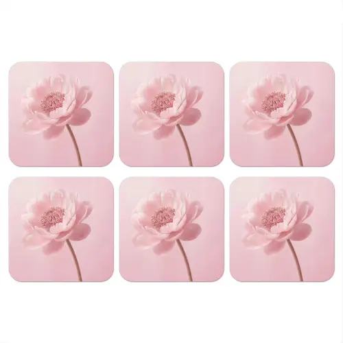 Bloem - Pioenroos - Roze onderzetter kurk middel -3d
