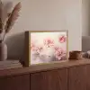 Bloemen - Roze - Kunst - Abstract - Aquarel Light Box met batterij (Wandlamp) middel -sfeer2