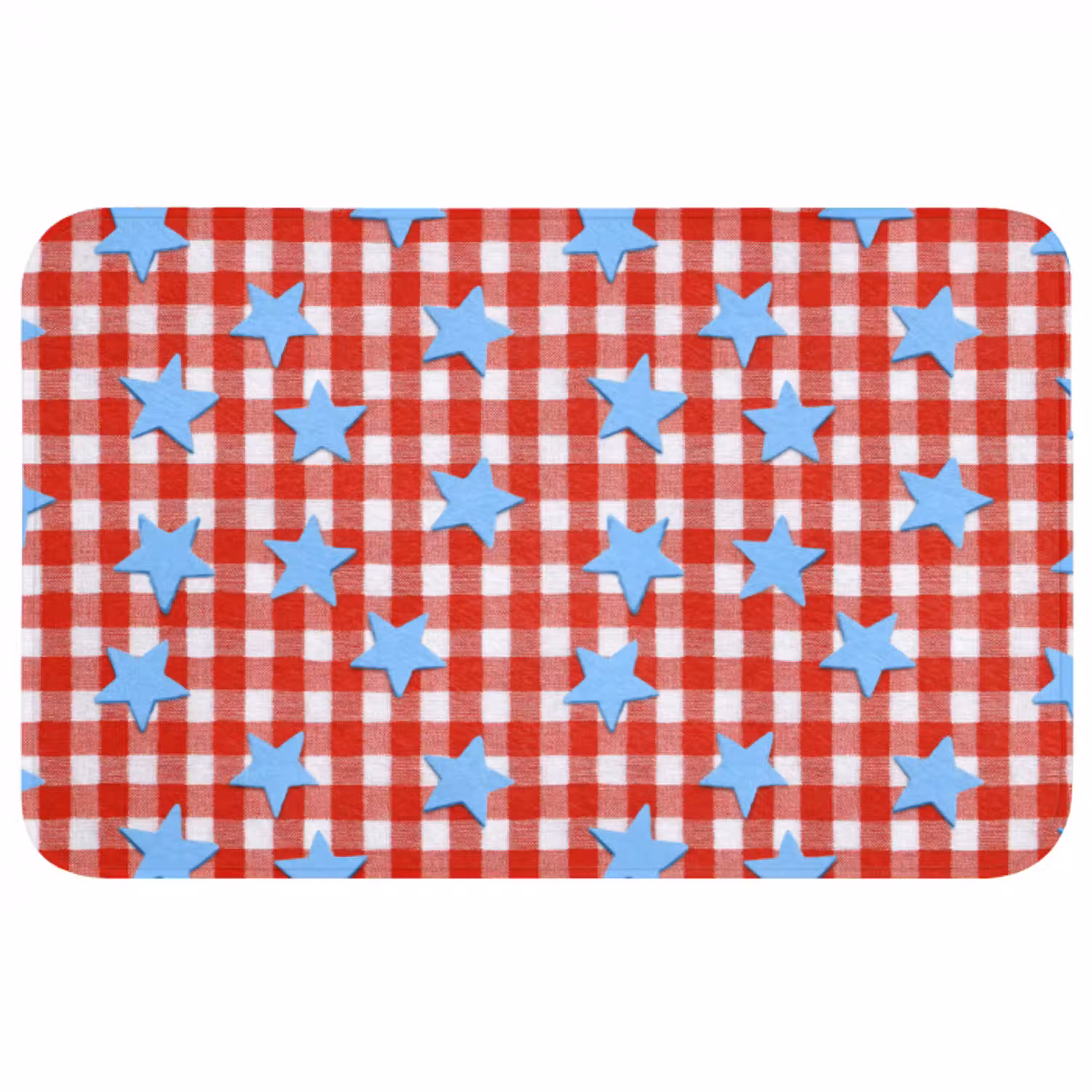 Ruit - Sterren - Rood Badmat middel 997 -3d