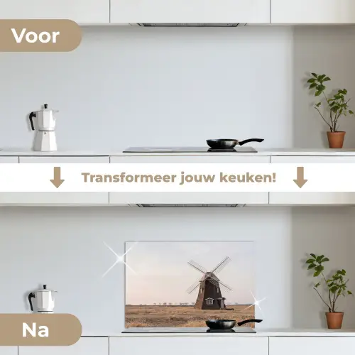 Windmolens - Landschap - Veld keuken achterwand spatscherm klein -voor_na_NL