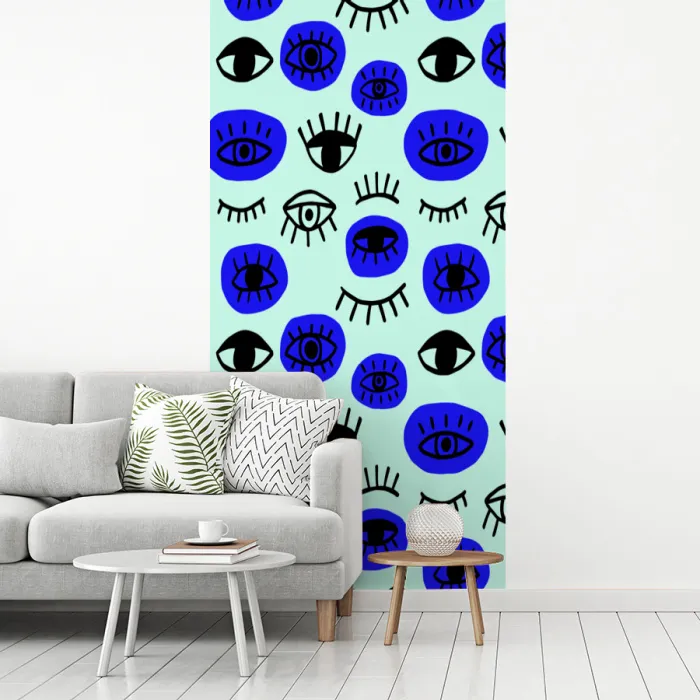 Patroon - Oog - Mint - Blauw fotobehang vinyl groot 64 -woonkamer