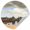 Gezicht op Delft - Schilderij van Johannes Vermeer Wandcirkel behangsticker klein -3d