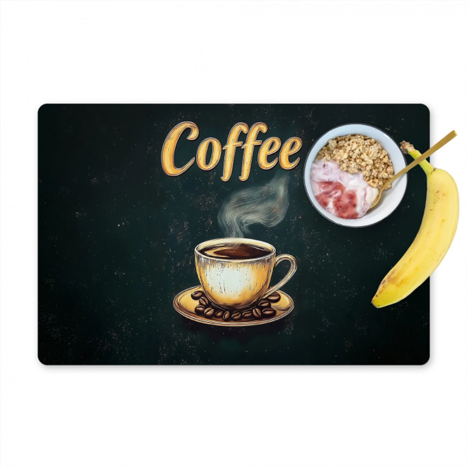Koffie - Schotel - Koffiebonen - Retro Placemat vinyl groot -zzzproduct_Kitchenyeah-website