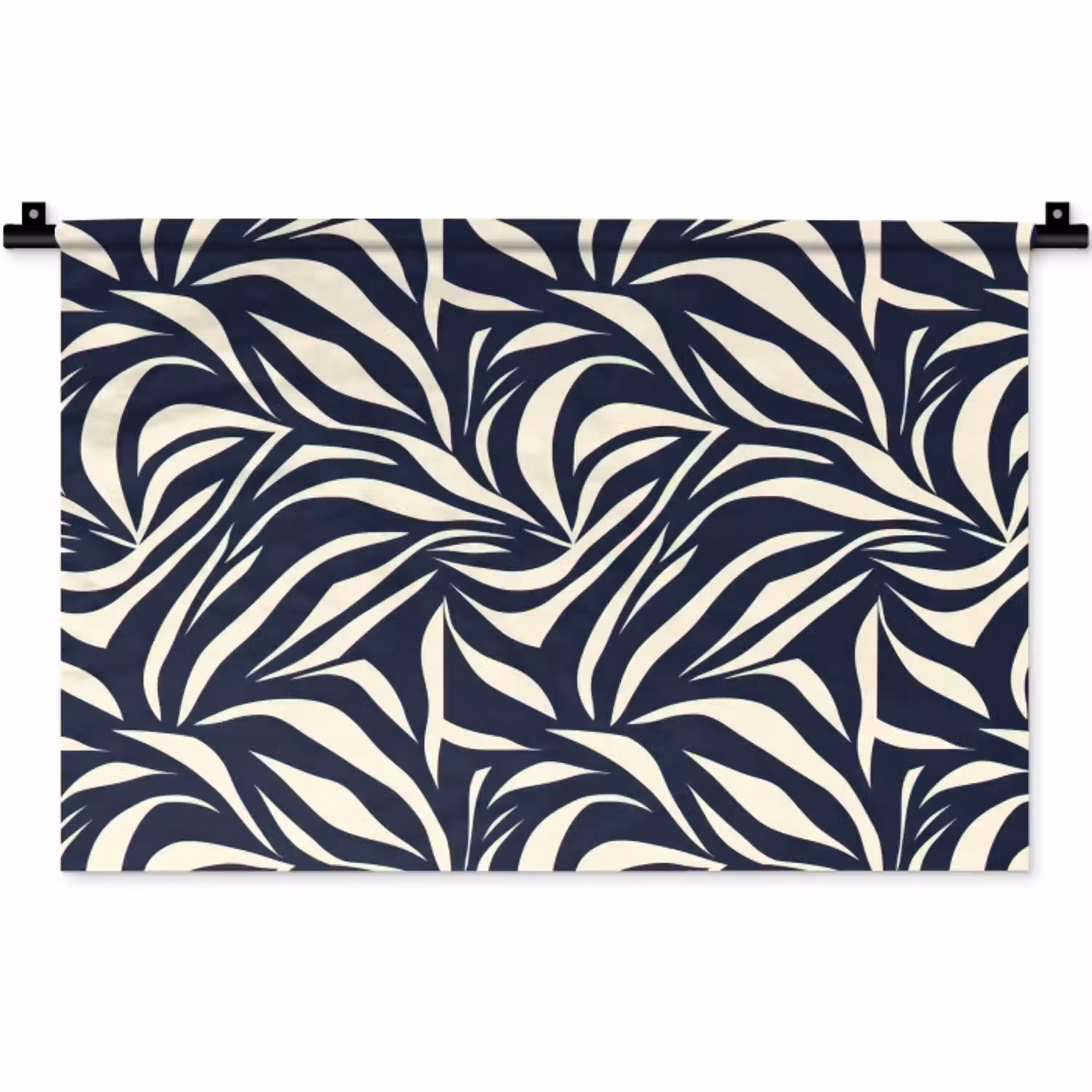 Bladvormen - Blauw - Patroon - Wit Wandkleed katoen klein 269 -zz3d