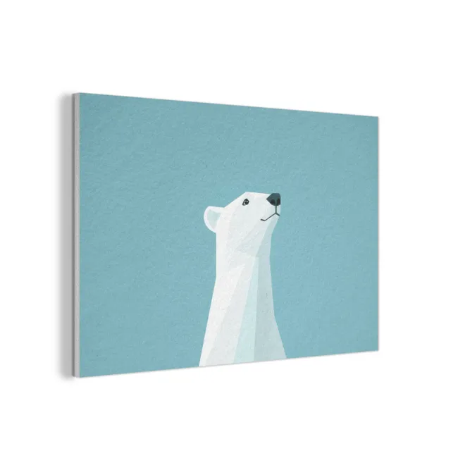 Akoestisch schilderij - Ijsbeer - Lichtblauw - Minimalistisch
