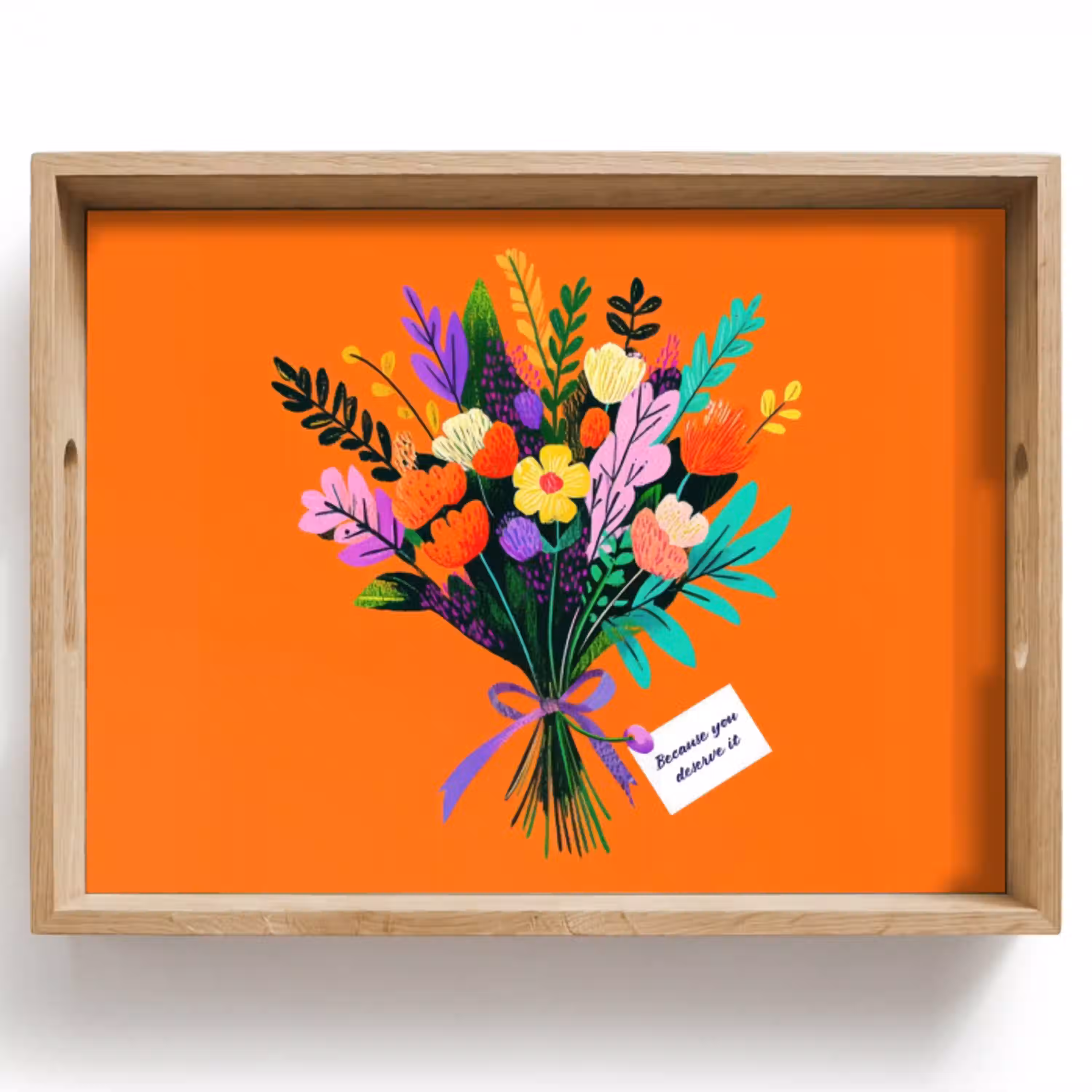 Kaartje - Boeket - Bloemen Dienblad Rechthoek middel -z3d_shopping
