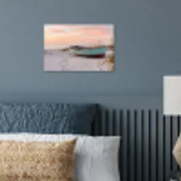 Rustiek - Roeiboot - Zandstrand poster papier klein -sfeer2