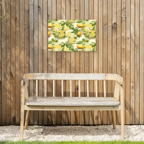 Citroen - Drankje - Glas - Munt Tuinposter op houten frame 2 cm dik klein 845 -sfeer4