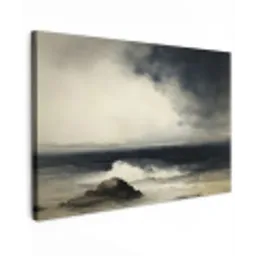 Zee - Rotsen - Storm Tuinposter op houten frame 2 cm dik klein -3d