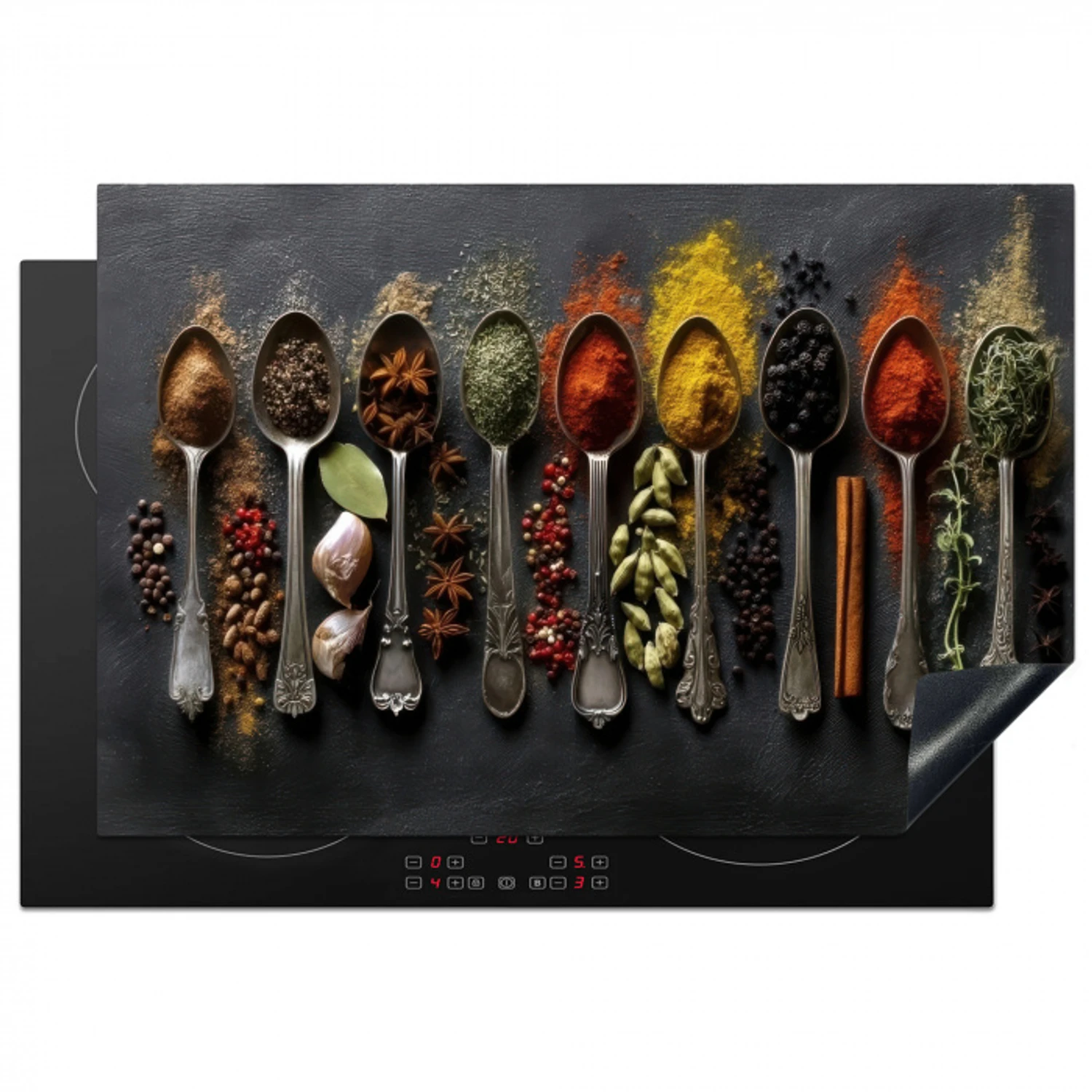 Lepels - Specerijen - Kaneel - Chili Inductie beschermer vinyl 3mm klein -3d