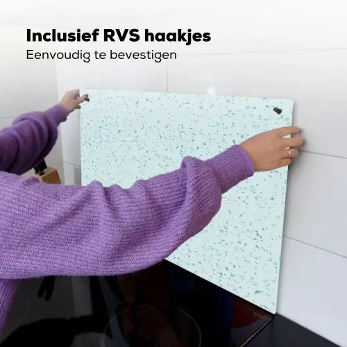 Terrazzo - Patroon - Kleurrijk - Baby Blauw Inductie beschemer met haakjes klein 777 -ky-ophangen-nl
