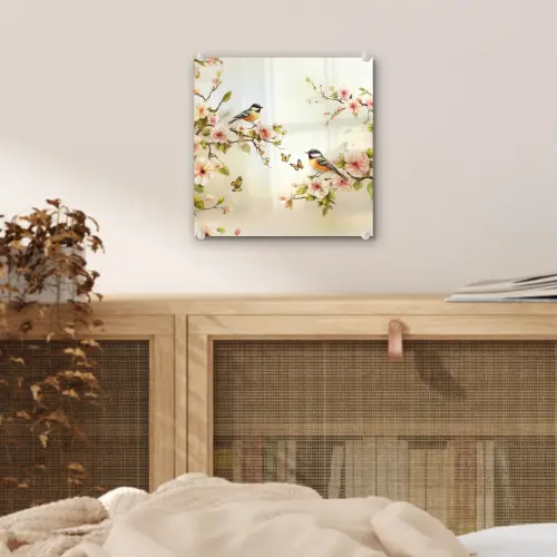 Takken - Bloemen - Vogeltjes - Roze plexiglas 5mm klein -sfeer4