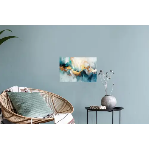 Abstract - Kunst - Gold - Blauw Muursticker klein -plant