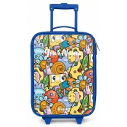 Cartoon van verschillende wezens en gezichten Kinderkoffer - Blauw klein -zz3dotto