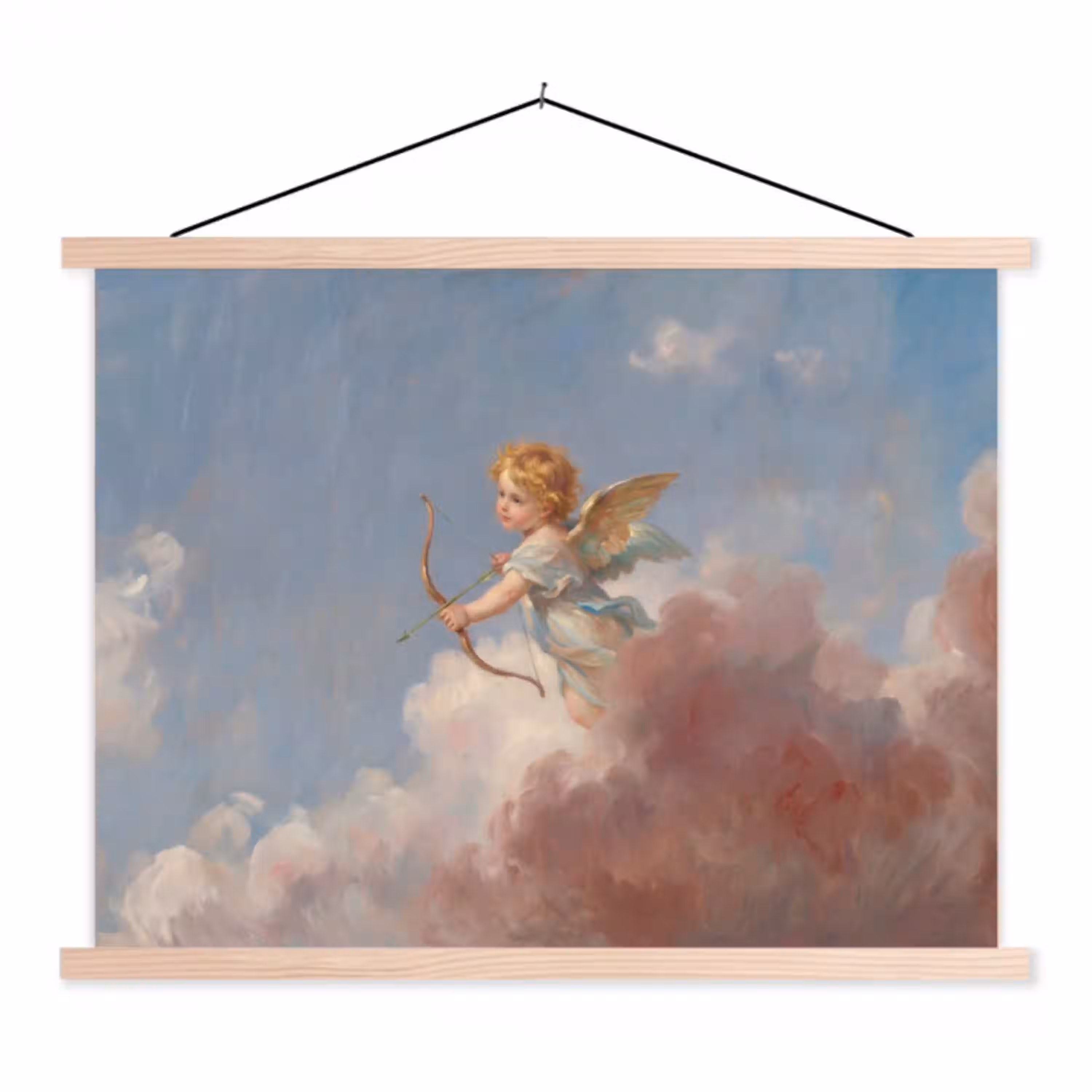 Engel - Pijl en boog - Mythologie - Klassiek textielposter latten blank klein -3d