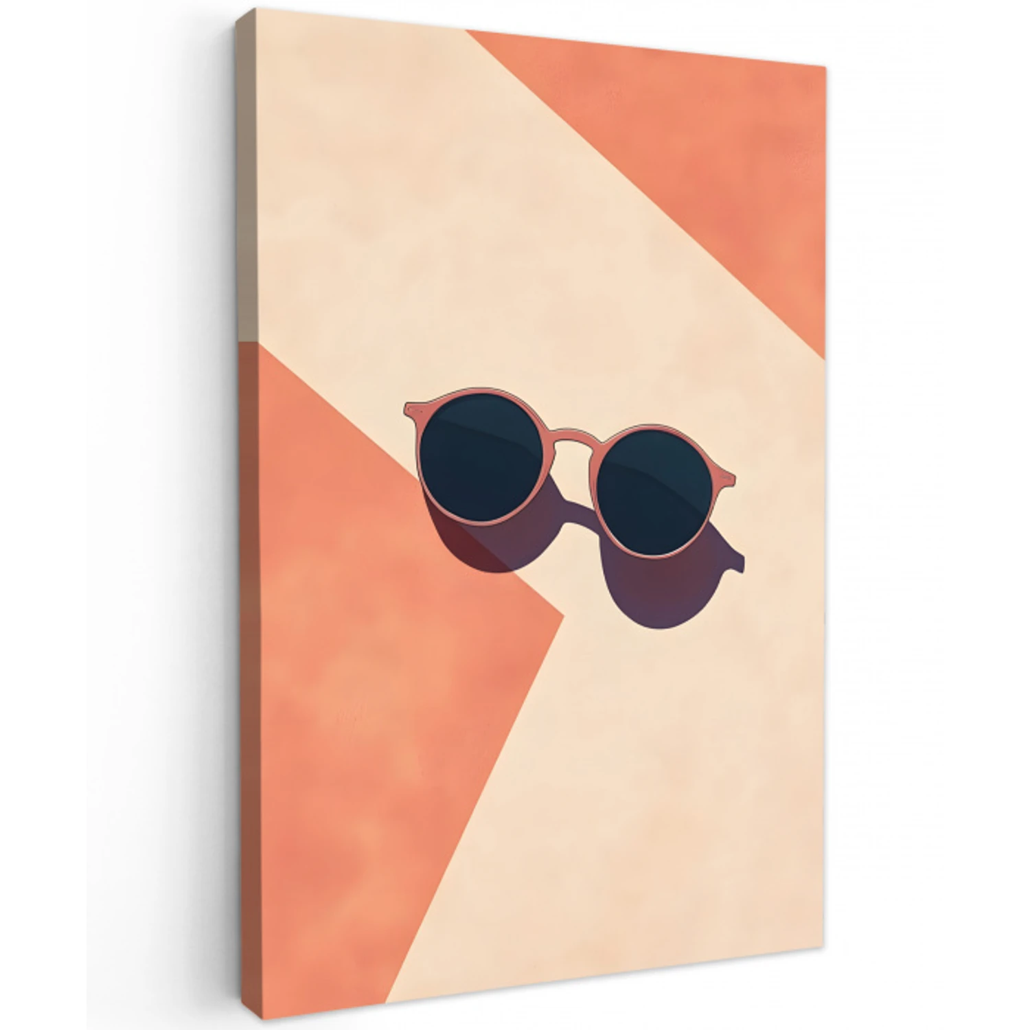 Zonnebril - Schaduw - Oranje - Minimalistisch Tuinposter op houten frame 2 cm dik middel -3d