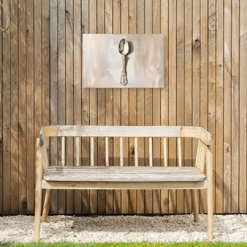 Lepel - Verf - Zilver Tuinposter op houten frame 2 cm dik klein -sfeer4