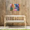 Geel - Blauw - Oranje - Huis Tuinposter op houten frame 2 cm dik klein -sfeer4