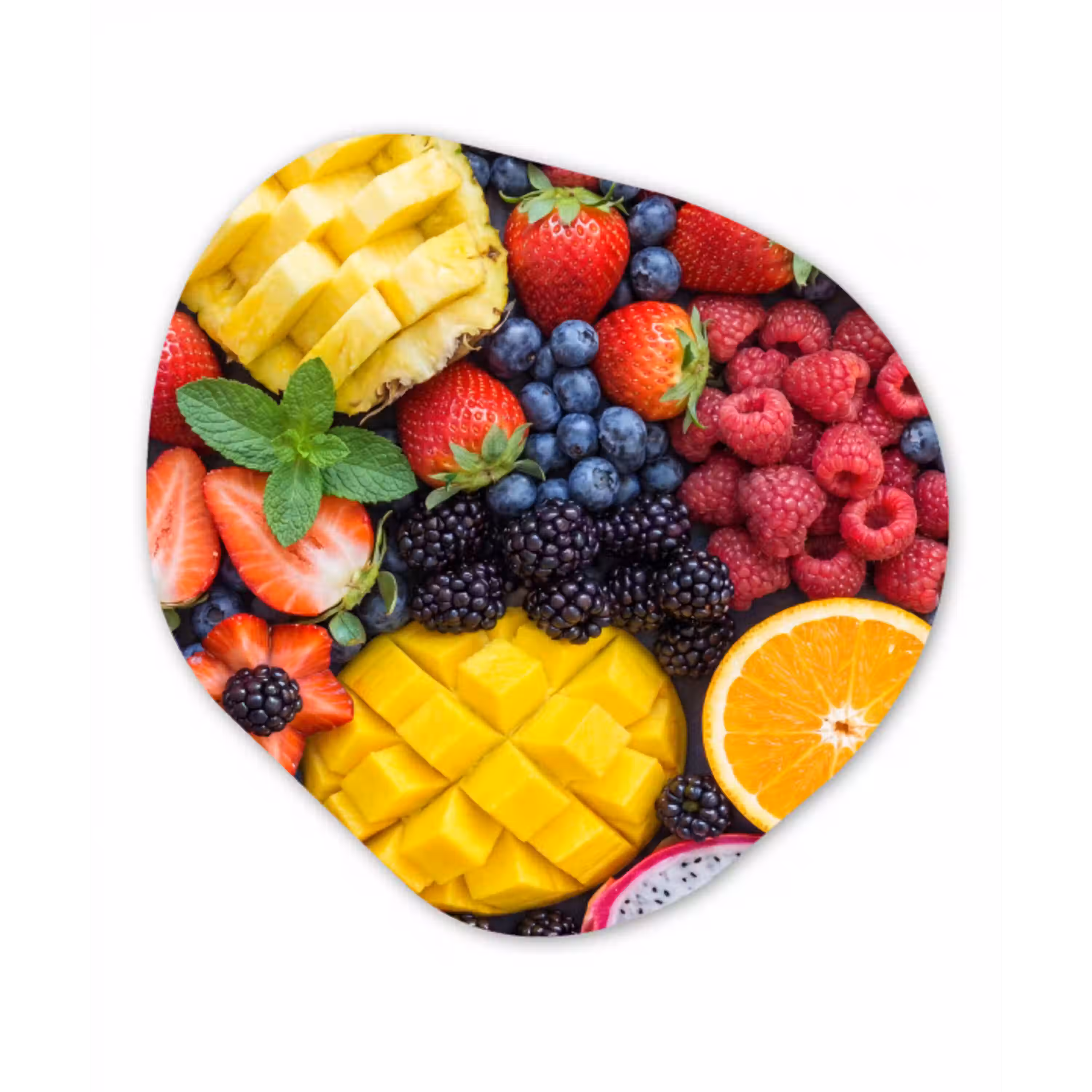 Fruit - Vers - Kleurrijk - Eten Wandcirkel Organisch Aluminium middel -3d