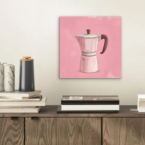 Roze - Mokkapot - Illustratie - Koffie aluminium wit klein -sfeer1
