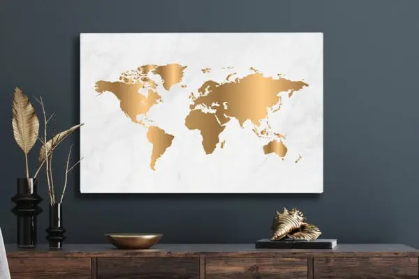 Wereldkaart op canvas